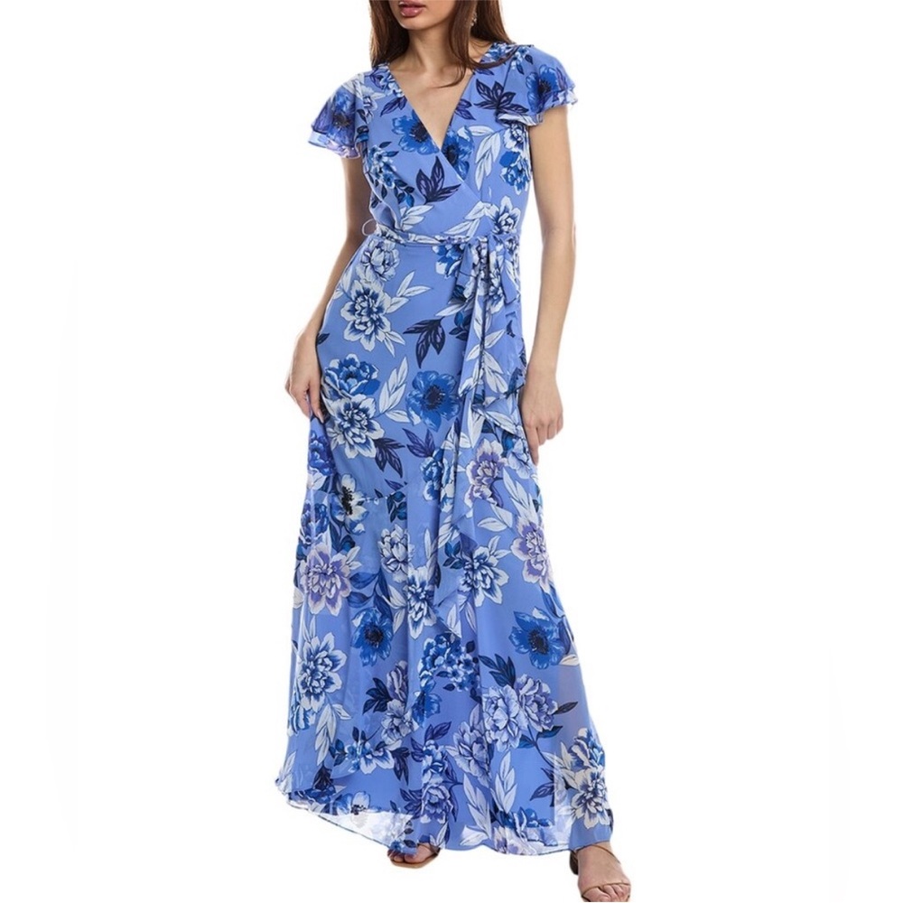 Eliza J Blue Floral Maxi Dress size 8
